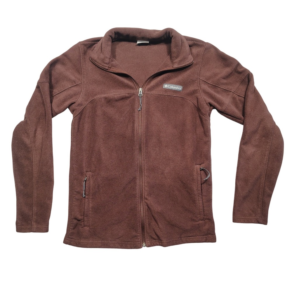 Columbia Fleece Jacket Womens S Full Zip Pockets Brown AO0560